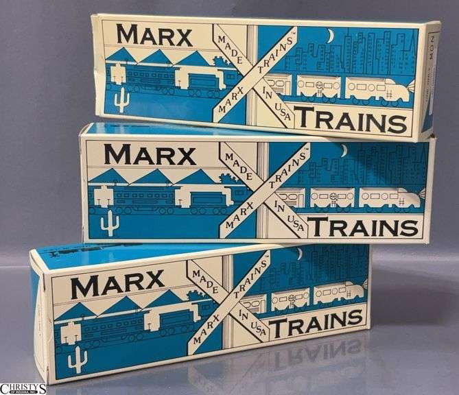 3 Marx Train cars in Boxes image