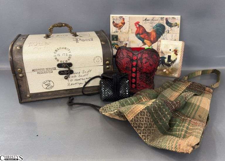 Decor Trunk, Bustier Vase, Rooster Key Holder, Vintage Bag image