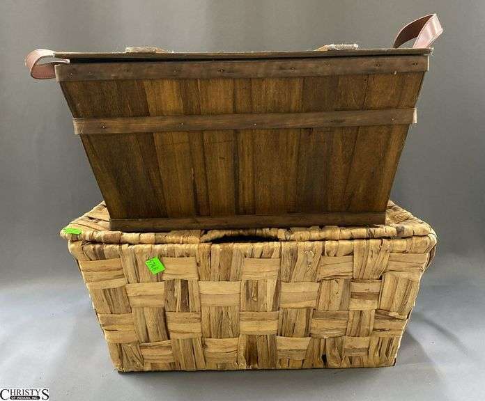 Empty Dark Stain Gift Basket 18"x8.5" image