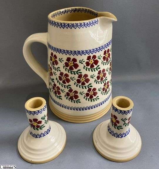 Mosse Pottery Pitcher and Candle Sticks, Tallest 7.5" image
