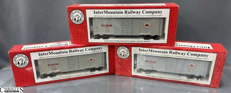 3 Intermountain Railway Company Monon 40' AAR Boxcars, #1214, 1209, 1202 image
