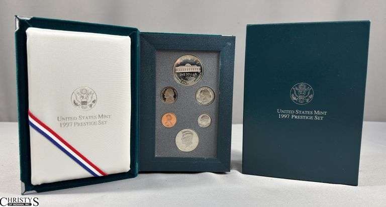 U.S. Mint 1997 Prestige Set in Box - Bontanic Garden Commemorative 6-Piece Coin Set image