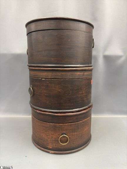 3 Decorative Wooden Round Storage Boxes - 11" x 6.5" of each image