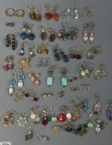 26 Pairs of Costume Jewelry Earrings and a Box with Single Earrings image