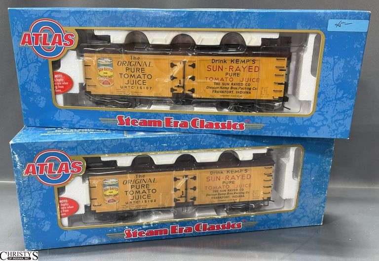 2 Atlas Steam Era Classics 2 Rail, O Sun Rayed 40' Wood Reefer Car, #9190-1 & 2 image