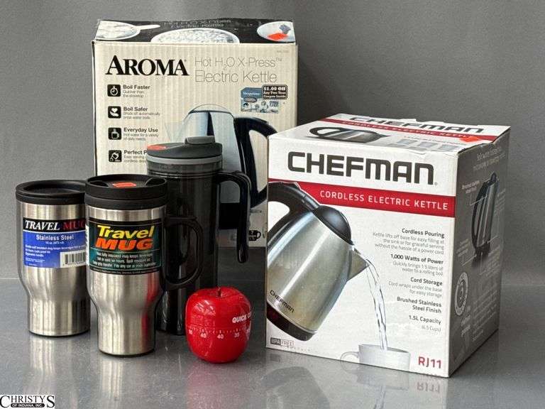 2 Electric Kettles, Travel Drink Containers image