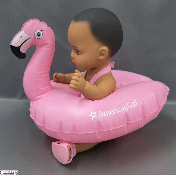 American Girl Dark Haired Baby Doll In Flamingo Floaty image