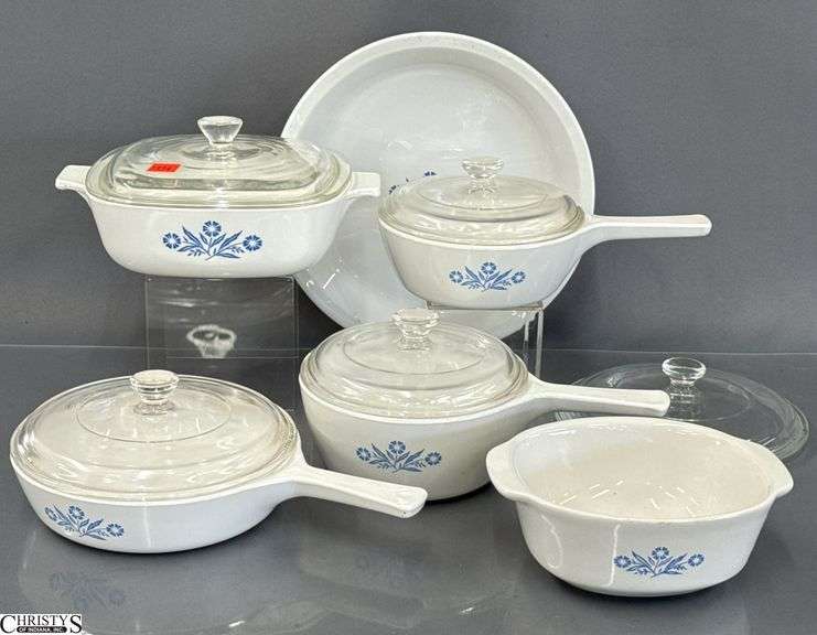 Corning Ware Cornflower Blue Dishes With Lids, Largest Pie Dish image