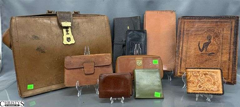 Vintage Leather Briefcase, Wallets, Attaché Pieces - 16" x 12" of briefcase image