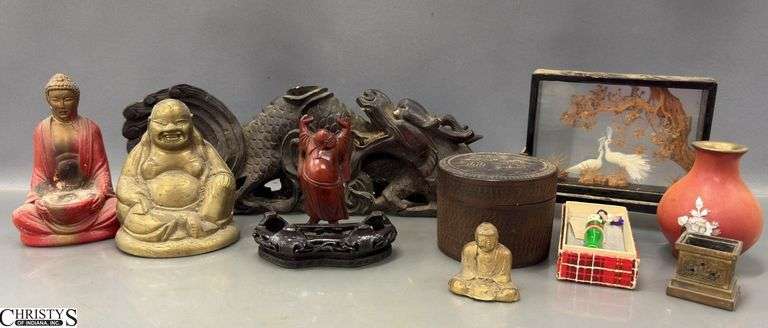 Asian Influence Decor - Figurines, Carving, Misc - 13" of largest piece image