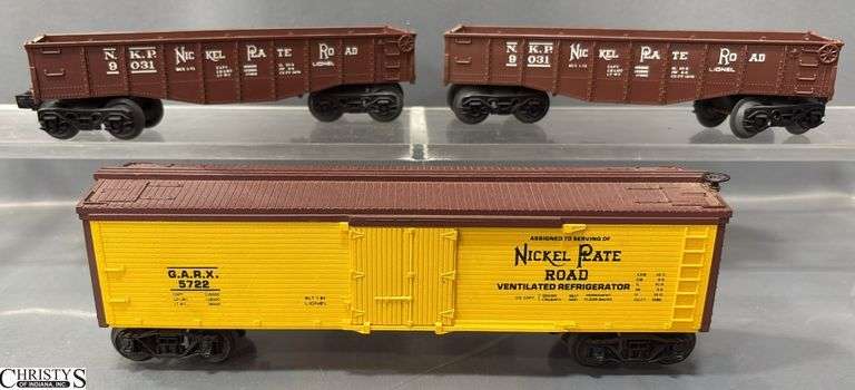 3 Lionel Nickel Plate Railroad Reefer and 2 Gondolas image
