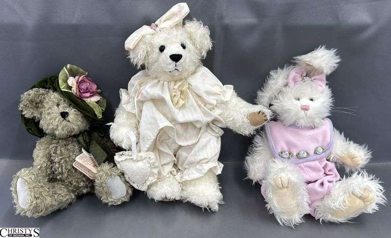 3 Boyd's Bears Style Plush, Bunny, and Bears 13" Tallest image