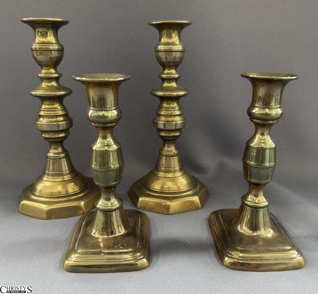 4pcs Push Up Brass Candle Sticks, Tallest 7.75" image