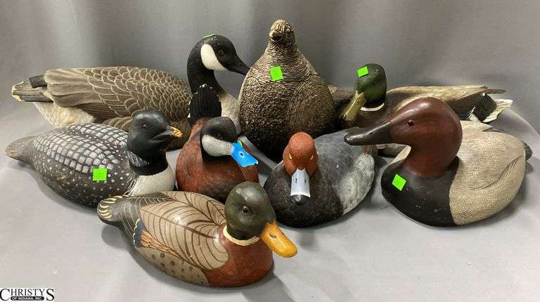 8 Mallard Ducks, Bird, Heavy Wood and Composite, Some Damage and Wear Largest 17.5x8" image