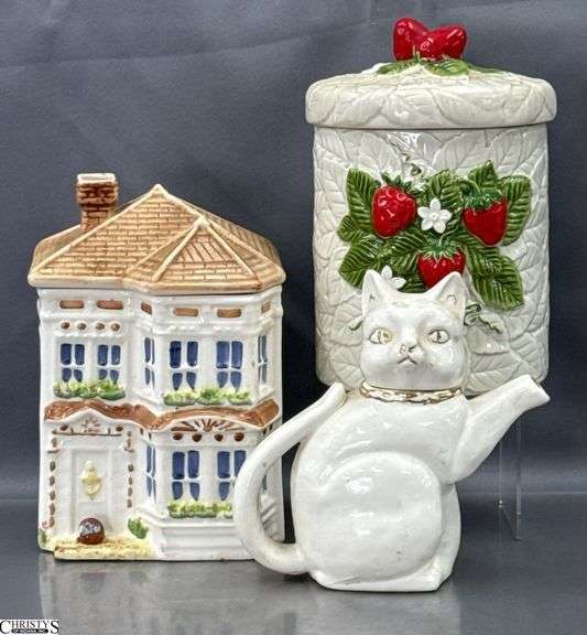 3pcs Cookie Jars and Cat Teapot Tallest 9.5" image