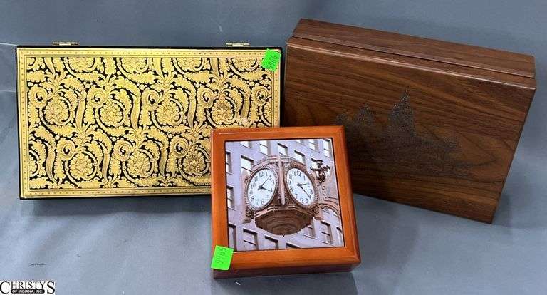 3 Empty Keepsake or Jewelry Boxes, Largest 11x6" image