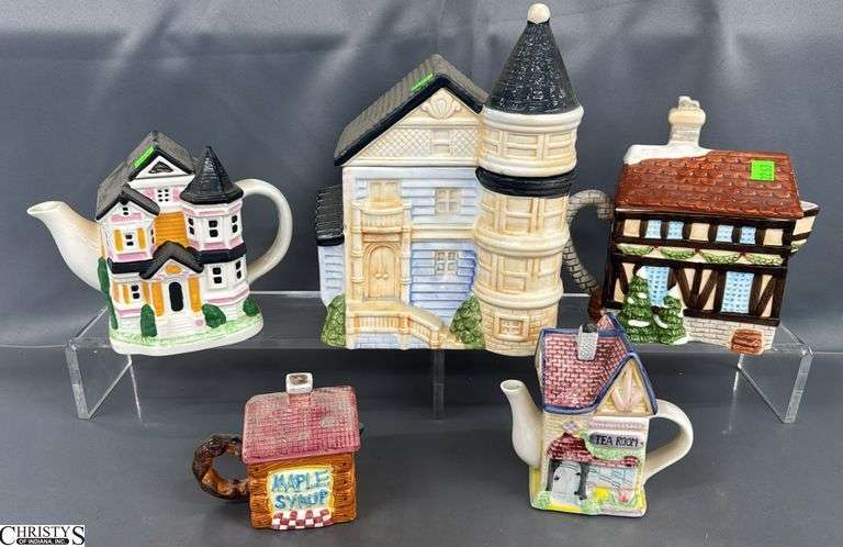 4 House Theme Teapots and Cookie Jar - 10.5" of cookie jar image