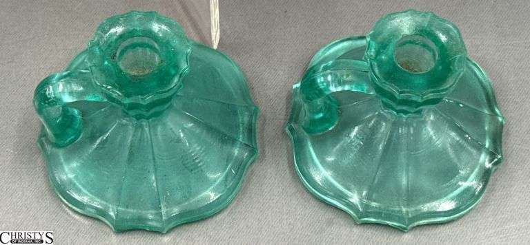 UV Reactive Small Candle Holders, Amberina Candle