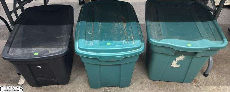 3 Empty Plastic Storage Totes - 24" of largest image