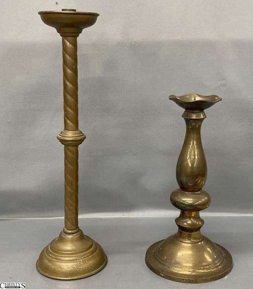 Pair of Candle Holders, Twist and Baluster Style, Tallest 18" image