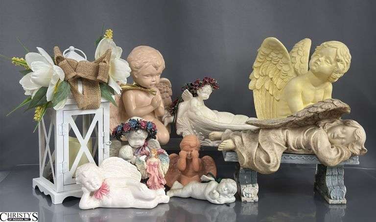Angel Garden and Memorial Figurines, Battery Operated Lantern Tallest 14" image
