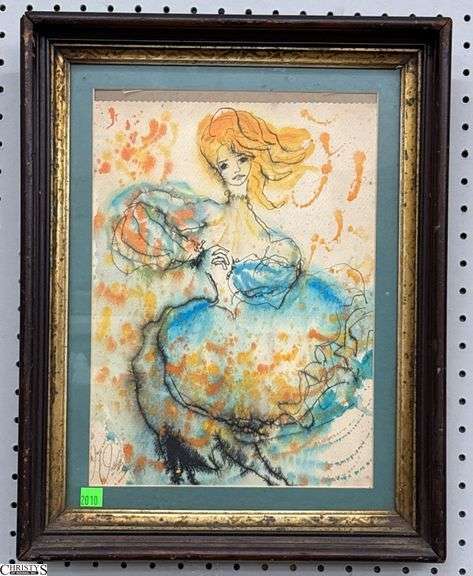 Signed Joni Johnson Watercolor Painting - 14.5" x 18.5" of frame image