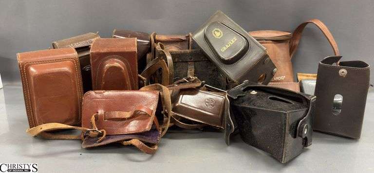 Assorted Vintage Camera Cases - shows wear from use and storage image