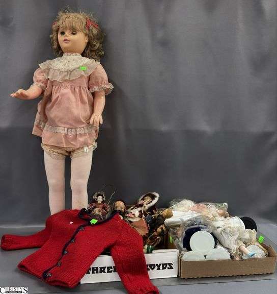Dolls, Wooden, Composite, Porcelain, Some Have Stands, Largest 32" All Have Wear image