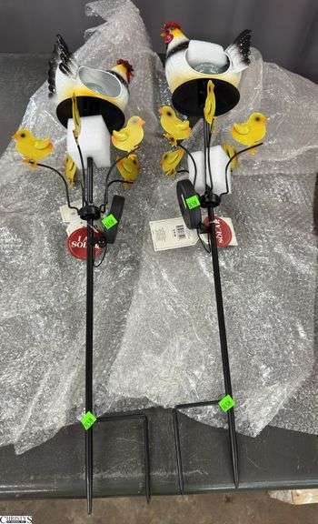 2 Untested Red Shed Chicken Windspin Solar Stake image