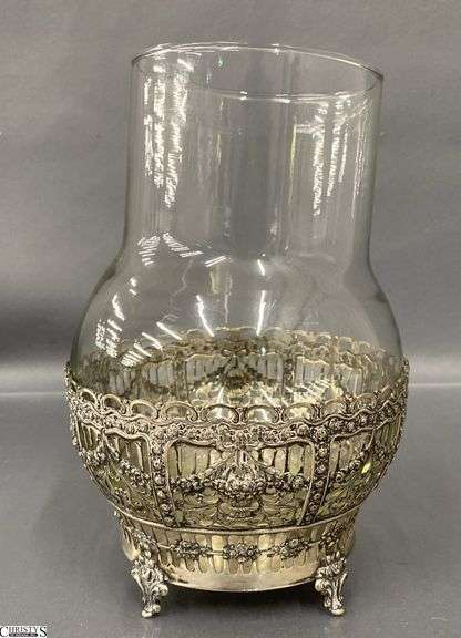 Marked 800 Stand With Glass Vase, 8" Tall image