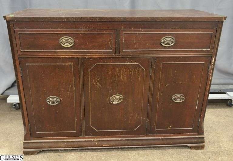 Craddock Mahogany Buffet - 48" x 19" x 35" - shows finish wear, scuffing image