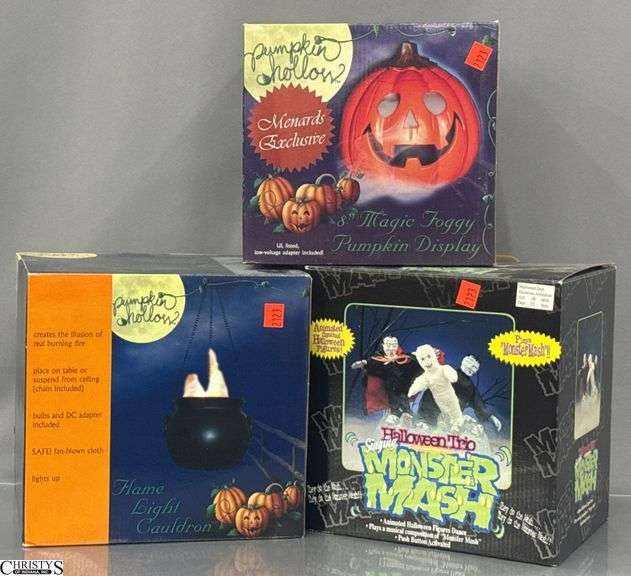 3 pcs Halloween Decor Monster Mash, Cauldron, Foggy Pumpkin image
