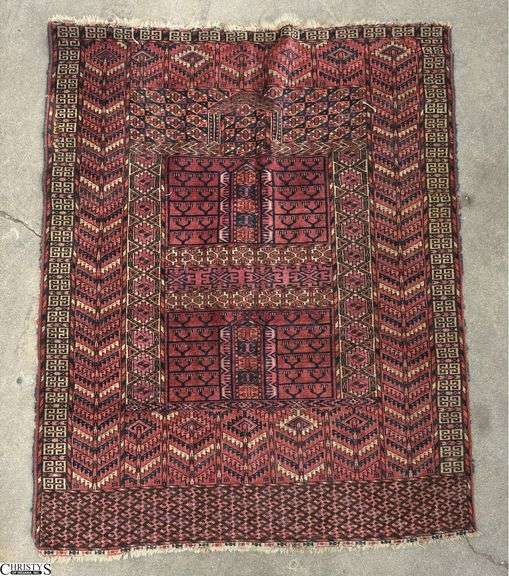 Vintage Turkish Rug - 58" x 40 - Shows wear image