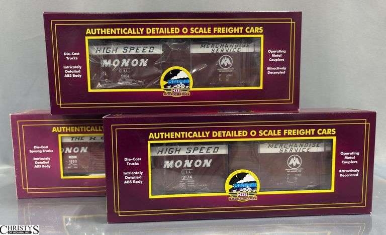 3 MTH Monon 40' AAR Boxcars, and The Hoosier Line Boxcar image