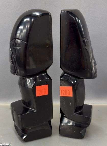 Aztec Black Stone Bookends - 8" of each image