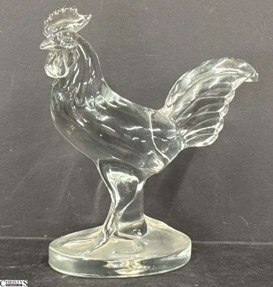 Heavy Glass Rooster Figurine 9" image