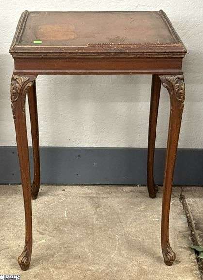 Queen Anne Style Square Side Table - some trim missing - 18" x 18" x 27" image