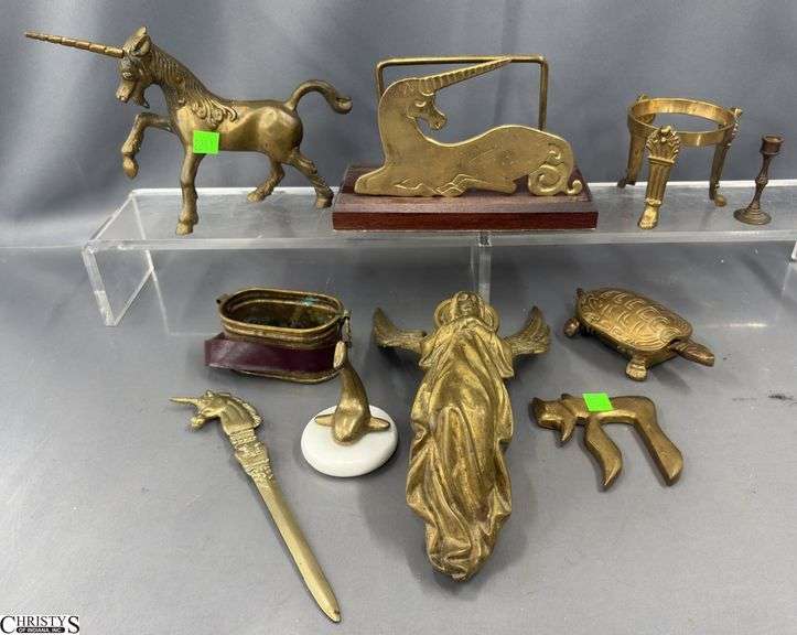 Brass Angel, Unicorns, Turtle Box, Unicorn Letter Opener, Misc - 8.5" of letter holder image