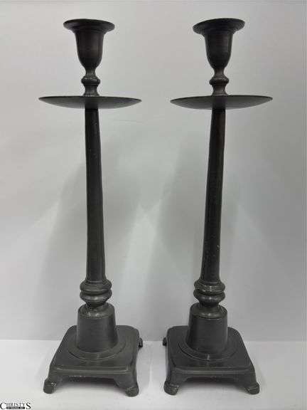 Pair of Pewter Candle Sticks 17" image