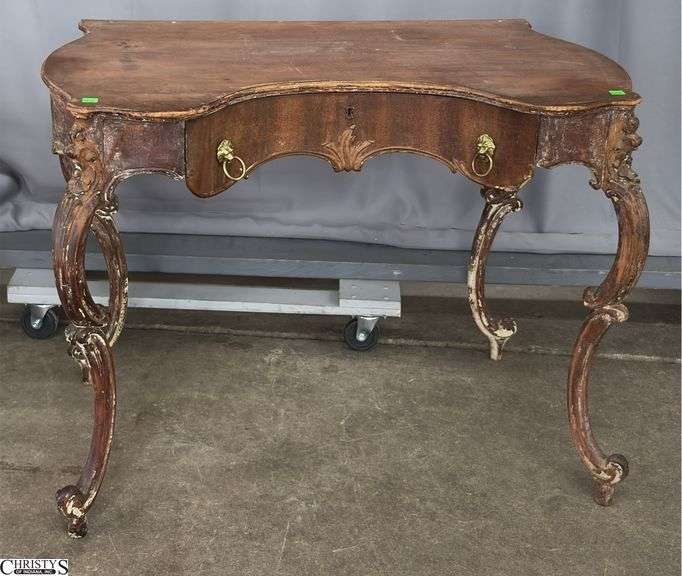 Ornate French Rococo Single Drawer Vanity/Dressing Table - 35" x 20" x 26.5" image