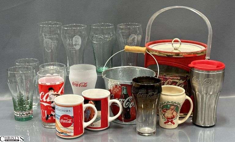 Coca Cola Glasses, Ice Bucket, Travel Cup, Mugs - 8" of ice bucket image