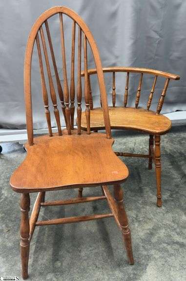 2 Wooden Spindle Style Chairs - 37" of tallest image