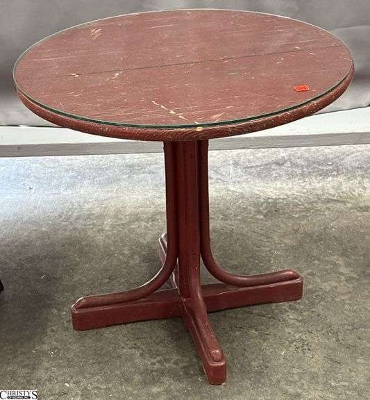 Glass Top Round Wooden Side Table - 24" x 22" image
