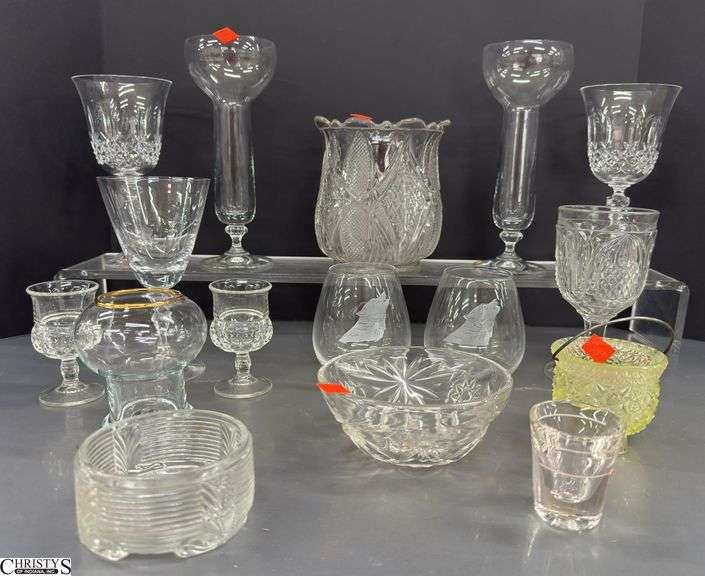 Clear Pressed Glass, UV Reactive Vaseline Footed Dish 2.75" image