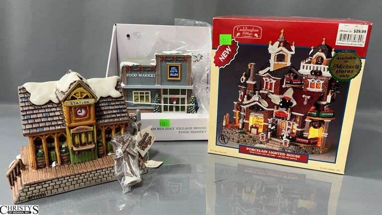 3pcs Train Station Lighted House, Aldi, and Lemax House image