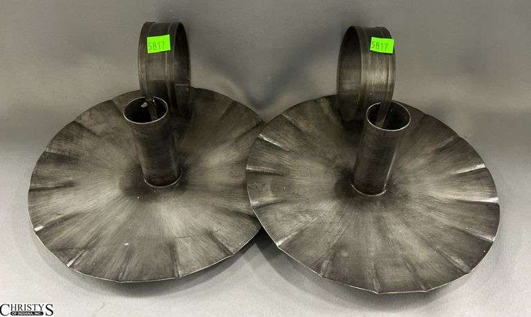 2 Metal Candle Holders, 9" Wide Base image