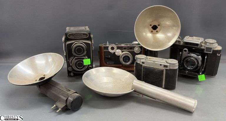 4 Vintage Cameras and Flashes - Minolta, Argus, and Others image