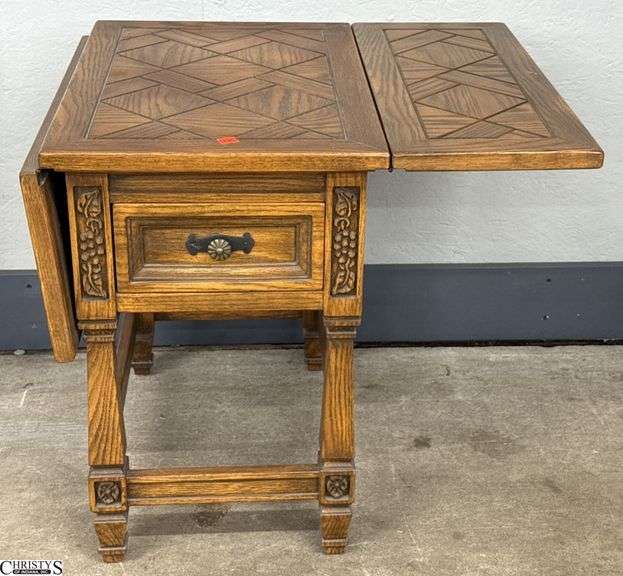 Romweber Drop Leaf End Table -  16x22x22 - Sides are 9" image