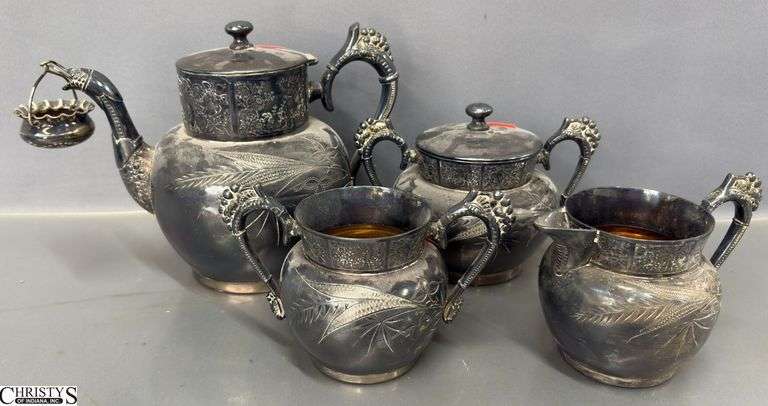 Adelphi Silverplate Tea Service Pieces, 4 - 7.5" of tallest image