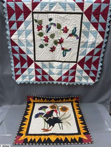 2 Small Handmade Quilts - 36" x 36" of largest image